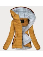 Žltá dámska prešívaná bunda so vsadkami (7242)