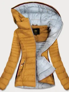 Žltá dámska prešívaná bunda so vsadkami (7242)