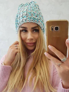 Dámska čiapka Lora K312 tyrkysová+sivá