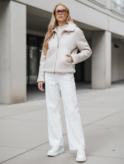Dámsky semišový kabát z ovčej kože KASAMIRA white FashionStreet TY4739