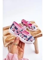 Dziecięce Baleriny W Kwiatuszki Granatowo-Różowe Noah