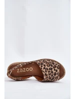 Zazoo 40327 Leopardie kožené sandále na kolieskach Zazoo 40327 Leopardie kožené sandále na kolieskach