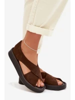 Dámské sandály Zazoo 3196 z přírodního semiše hnědé