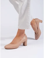 Originálne hnedé lodičky pre ženy na širokom podpätku Originálne hnedé lodičky pre ženy na širokom podpätku