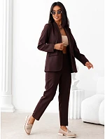 Elegantný dámsky kostým – sako a nohavice, hnedý, FashionStreet AY1245 Elegantný dámsky kostým – sako a nohavice, hnedý, FashionStreet AY1245