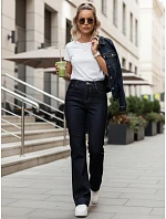 Dámske džínsy bootcut s vysokým pásom tmavomodré FashionStreet UY2956