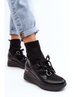 Dámske členkové topánky s ponožkou čierne Heladina