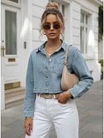 Krátka dámska džínsová košeľa s dlhými rukávmi FashionStreet TY5692 Krátka dámska džínsová košeľa s dlhými rukávmi FashionStreet TY5692