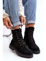 Damskie Botki Workery Na Suwak Czarne Ninsuni