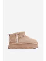 Śniegowce Na Platformie Ze Wzorem Beżowe Udra