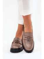 Skórzane Mokasyny Damskie Z Przypinką Miś Vinceza 18109 Beżowe