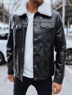 Pánska kožená bunda čierna FashionStreet TX4704
