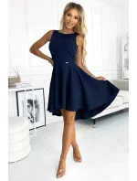 397-2 Elegantné šaty s dlhším zadným dielom - ZELENÉ