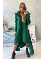 Zateplené šaty s dlhšími bokmi tmavo zelené