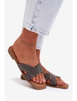 Dámské ploché nazouváky se štrasem Černé Zinnia