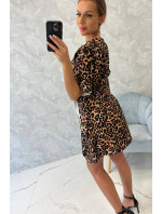 Leopardie béžové netopierie šaty