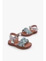 Detské sandále so zapínaním na suchý zips a pletenými remienkami Blue Dianttha Detské sandále so zapínaním na suchý zips a pletenými remienkami Blue Dianttha