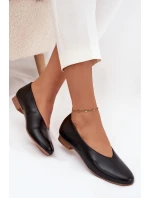 Baleriny Damskie Z Eko Skóry Na Płaskim Obcasie Czarne Olyssia