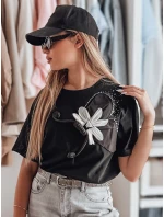 Dámske tričko nadrozmernej veľkosti s 3D efektom PETALOVE čierne FashionStreet RY2717