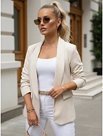 Dámske klasické sako s volánovými rukávmi béžovej farby FashionStreet PY0140 Dámske klasické sako s volánovými rukávmi béžovej farby FashionStreet PY0140