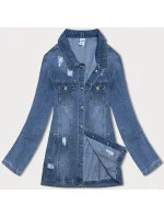 Dlhá džínsová bunda v modrej farbe (GD8728-LK)