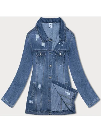 Dlhá džínsová bunda v modrej farbe (GD8728-LK)