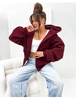 Teplá mikina s kapucňou v oversize strihu, bordová (821112)