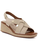 Sergio Leone SK297 dámske béžové kožené sandále na platforme