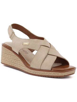 Sergio Leone SK297 dámske béžové kožené sandále na platforme