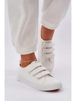 Młodzieżowe Niskie Trampki Na Rzep Białe Dilan