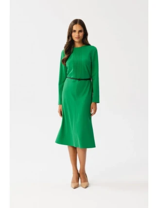 S347 Šaty s prednými skladmi - zelené S347 Šaty s prednými skladmi - zelené