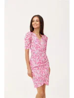 Dámske spoločenské šaty SUK0367-E46-46 ružová/biela - Roco Fashion