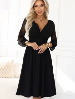 Elegantné midi šaty 657-1 čierne - Numoco