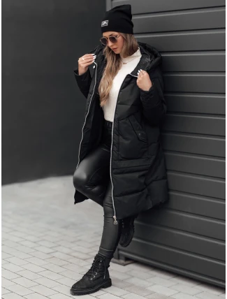 Dámska zimná bunda NORFFI dlhá prešívaná s kapucňou čierna FashionStreet TY4663 Dámska zimná bunda NORFFI dlhá prešívaná s kapucňou čierna FashionStreet TY4663