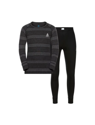 Detská súprava spodného prádla Odlo dlhá ACTIVE WARM ECO SET veľkosť 128cm čierna a sivá