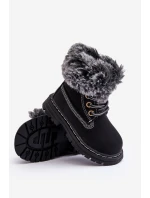 Dziecięce Trapery Botki Na Suwak z Futerkiem Czarne Gerande