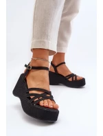 Dámske sandále na platformovom podpätku FF-20 Black - Joia