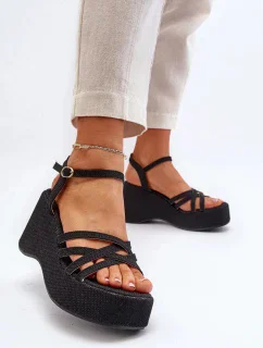 Dámske sandále na platformovom podpätku FF-20 Black - Joia