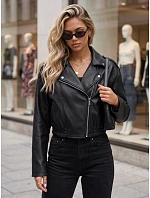 Dámska kožená bunda v štýle Ramones, čierna, FashionStreet TY6031 Dámska kožená bunda v štýle Ramones, čierna, FashionStreet TY6031