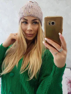 Čiapka s mohérom Leopard K233 púdrovo ružová