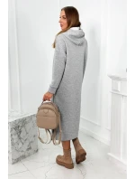 Dlhé šaty s kapucňou šedý