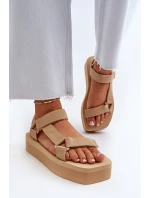 Sandały Damskie Na Platformie Beżowe Edireda