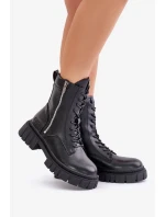 Zateplené dámske pracovné topánky z eko kože Big Star Black