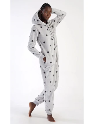 Dámsky overal Polka Dot Grey Pattern - Vienetta Dámsky overal Polka Dot Grey Pattern - Vienetta