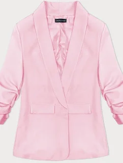 Tenká bunda s volánovými rukávmi svetlo ružová (22-356)