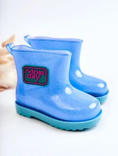 Dziecięce Brokatowe Kalosze Niebieskie Rain