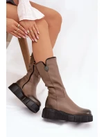 Zazoo 70121 Dámske kožené topánky s vlnou Dark Beige