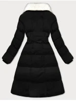 Dámsky zimný kabát s kožušinovým golierom J Style black-ecru (16M9168-392B)