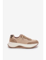 Zamszowe Sneakersy Damskie Na Platformie Big Star RR274A345 HI-POLY SYSTEM Ciemnobeżowe