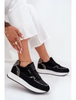 Zamszowe Sneakersy Damskie Big Star OO274A312 HI-POLY SYSTEM Czarne Panterka